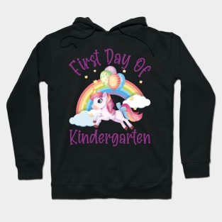 Cute Unicorn and Rainbow | First Day of Kindergarten Hoodie